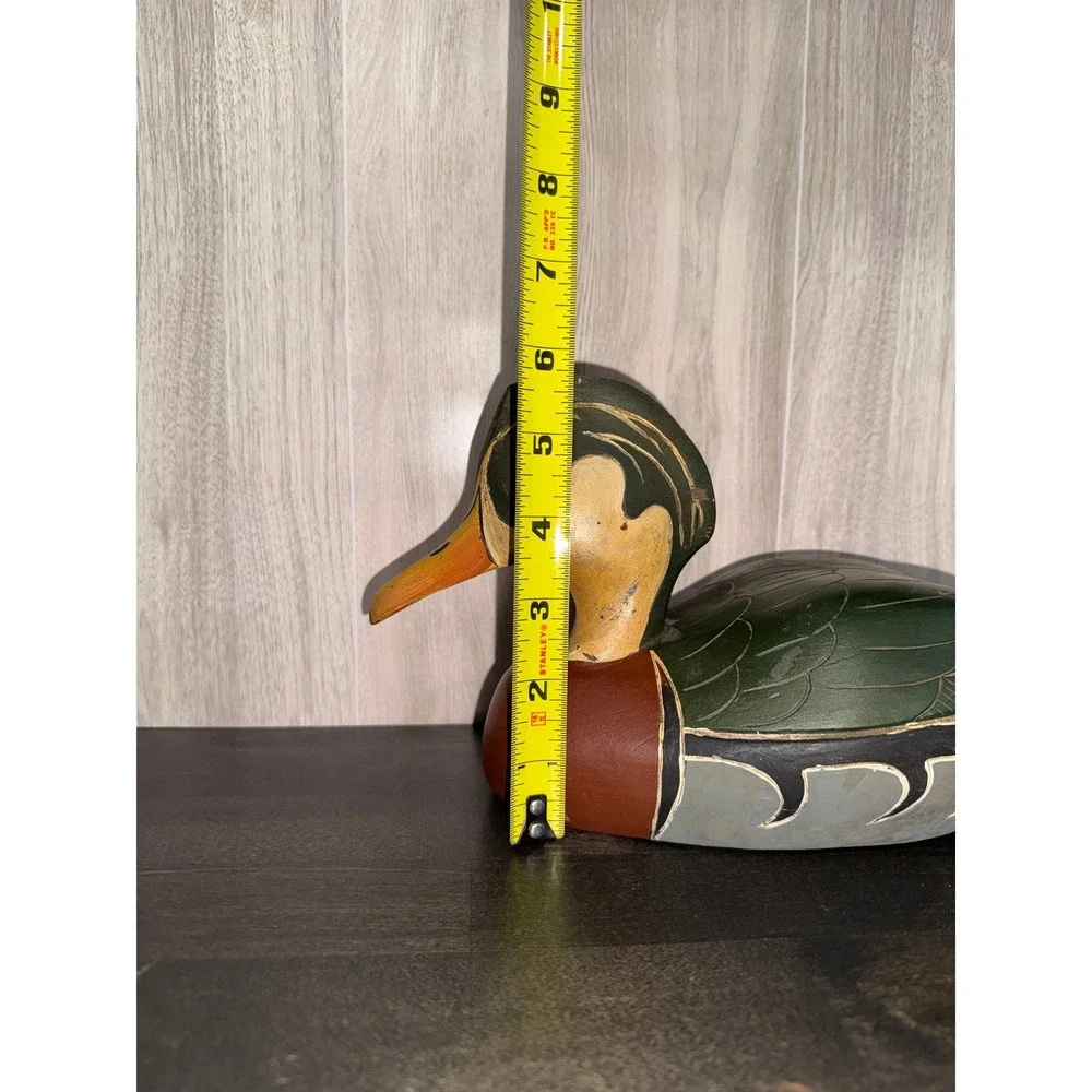 Vintage Hand Painted Wooden Wood Duck Decoy Decorative Folk‎ Art Figurine